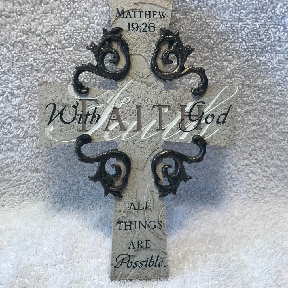 Wall Hanging Faith Cross, With God All Things are Possible - Matthew 19:26